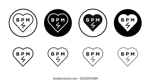 Beat BPM icon Flat outline fill set collection