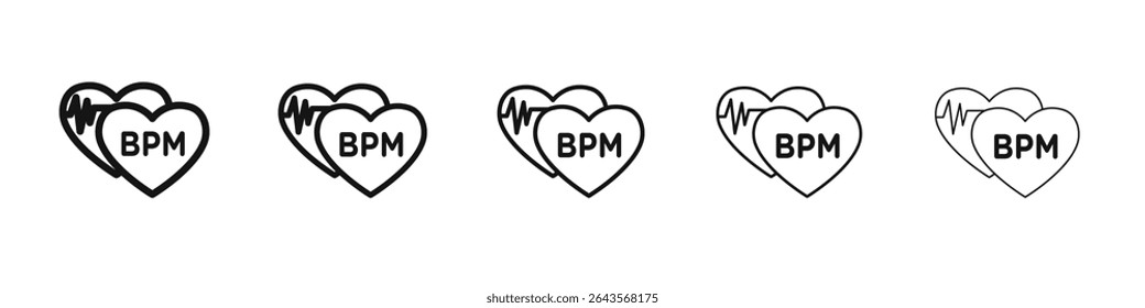Beat BPM icon vector outline set illustration sign