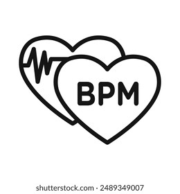 Beat BPM-Symbol Vektorgrafik Symbol oder Vorzeichensatz Kollektion in schwarz-weiß Umriss