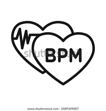 Beat BPM icon Vector symbol or sign set collection in black and white outline