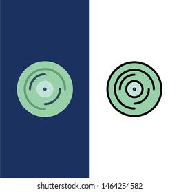 Beat, Dj, Juggling, Scratching, Sound  Icons. Flat and Line Filled Icon Set Vector Blue Background. Vector Icon Template background