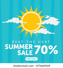 Beat the heat summer sale banner design.