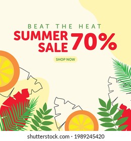 Beat the heat summer sale banner design template.