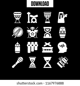 beat icon. 16 beat vector set. drum, hourglass, hour glass and metronome icons for web and design about beat theme