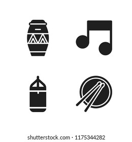 beat icon. 4 beat vector icons set. music, drum and punching bag icons for web and design about beat theme