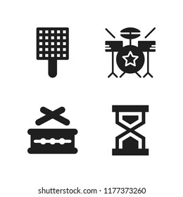 beat icon. 4 beat vector icons set. drum, drum set and hourglass icons for web and design about beat theme