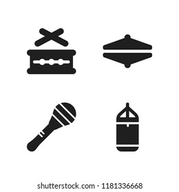 beat icon. 4 beat vector icons set. punching bag, maraca and drum icons for web and design about beat theme