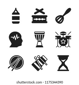 beat icon. 9 beat vector icons set. drum, whisk and hour glass icons for web and design about beat theme