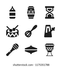 beat icon. 9 beat vector icons set. punching bag, cymbals and drum icons for web and design about beat theme