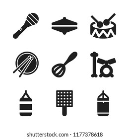 beat icon. 9 beat vector icons set. whisk, fly swatter and cymbals icons for web and design about beat theme