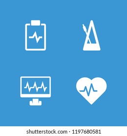 Beat icon. collection of 4 beat filled icons such as heartbeat, heartbeat clipboard. editable beat icons for web and mobile.