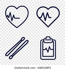 Beat icons set. set of 4 beat outline icons such as heartbeat clipboard, heartbeat