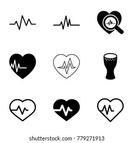 Beat icons. set of 9 editable filled and outline beat icons such as heartbeat, heartbeat search