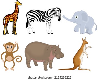 Vector de animales ilustrativos con fondo blanco 