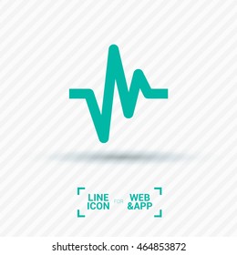 Beat isolated heart minimal icon in black and white colors. Health line vector  for websites and mobile minimalistic flat design.