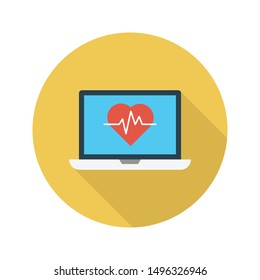 beat laptop glyph flat vector icon