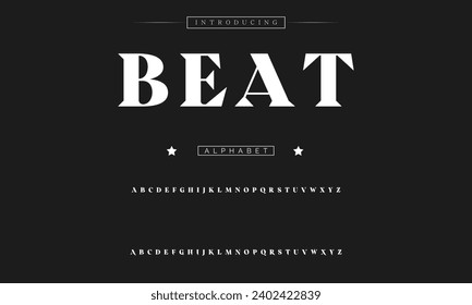 Beat Lettering Minimalist Fashion. Elegant alphabet letters serif font and number. Typography fonts regular uppercase, lowercase.