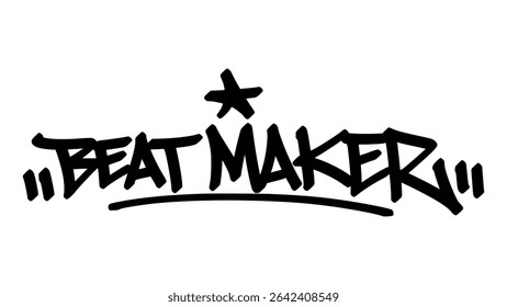 Beat maker graffiti tag in bold black ink with expressive handstyle. Vector street art lettering on transparent background. Ideal for music, producer, and urban design vibes.

