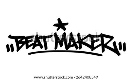 Beat maker graffiti tag in bold black ink with expressive handstyle. Vector street art lettering on transparent background. Ideal for music, producer, and urban design vibes.
