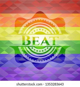 Beat on mosaic background with the colors of the LGBT flag