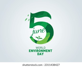 Beat plastic pollution - World Environment day 2023 Vector concept. Happy Environment day, 05 June. World map with Environment day text background illustration. 