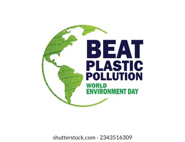 Beat Plastic Pollution, World Environment day concept 2024 vector leaf background. flat design. flyer design. flat illustration.