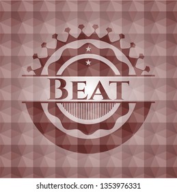 Beat red polygonal badge. Seamless.