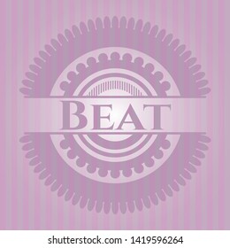 Beat retro pink emblem. Vector Illustration. Detailed.