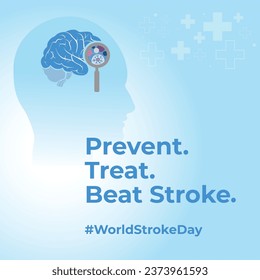 Beat Stroke. Día Mundial de la Estafa Cerebral. 29 oct. Vector de plantillas tipográficas de medios sociales. 