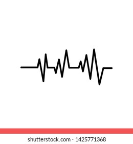 Beat vector icon, cardiogram symbol. Simple, flat design for web or mobile app