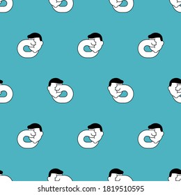 Beat yourself pattern seamless. Punch yourself in face background. Self-punishment concept. vector texture