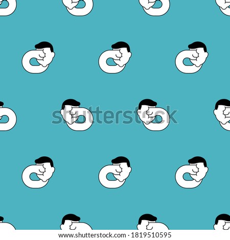Beat yourself pattern seamless. Punch yourself in face background. Self-punishment concept. vector texture