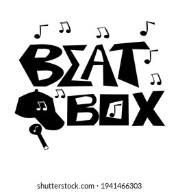 Beatbox Text font icon vector and hat , microphone icon. Melody in music hiphop song. Make the sound of the instrument with the mouth.