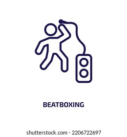 beatboxing icon from activity and hobbies collection. Thin linear beatboxing, beatbox, vintage outline icon isolated on white background. Line vector beatboxing sign, symbol for web and mobile