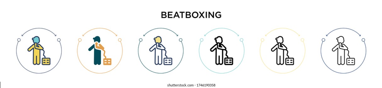 Beatboxing icon in filled, thin line, outline and stroke style. Vector illustration of two colored and black beatboxing vector icons designs can be used for mobile, ui, web