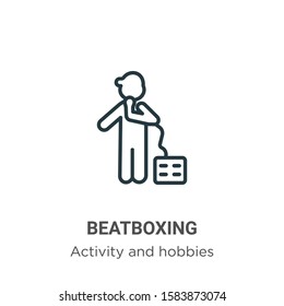 Beatboxing outline vector icon. Thin line black beatboxing icon, flat vector simple element illustration from editable activity and hobbies concept isolated on white background