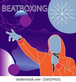 Beatboxing Stock Illustration. The Vector Image Depicted A Youngster In A Hoodie Performing Beatbox. 