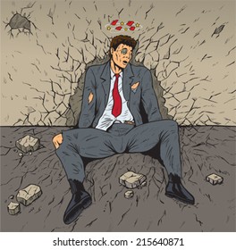 Beaten businessman			 