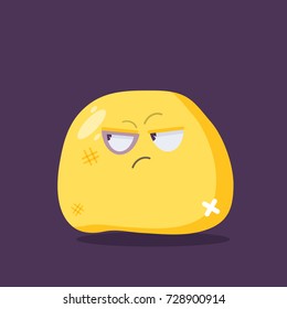 Beaten emoji character. Vector flat style.