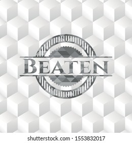 Beaten grey emblem with cube white background