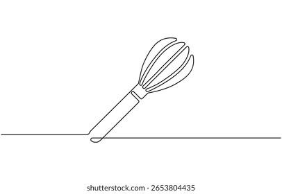 Beater ícone de linha contínua, contínuo um batedor de linha. Ilustração vetorial de estoque, Whisk Continuous Line Art, Cooking Whisk one line desenho contínuo.