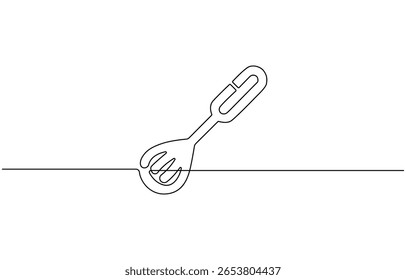Beater ícone de linha contínua, contínuo um batedor de linha. Ilustração vetorial de estoque, Whisk Continuous Line Art, Cooking Whisk one line desenho contínuo.