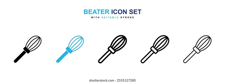 Beater icon collection in black and blue colors