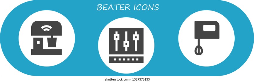 beater icon set. 3 filled beater icons.  Simple modern icons about  - Mixer