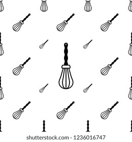 Beater Icon, Whisk Icon Seamless Pattern Vector Art Illustration