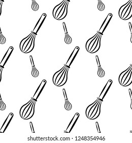 Beater Icon, Whisk Icon Seamless Pattern Vector Art Illustration