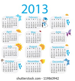 Beatiful colorful rainbow calender 2013 with pictures
