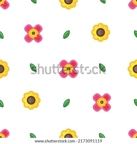 beatiful flower with leaf  seamless pattern