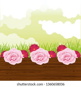 Beatiful garden with flowers scenery
