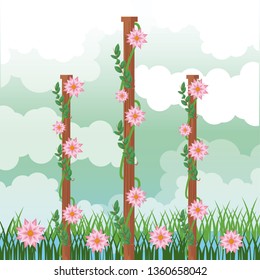 Beatiful garden with flowers scenery